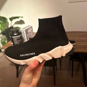 Women’s Balenciaga Size 7 Speed LT logo-print stretch-knit high-top sneakers